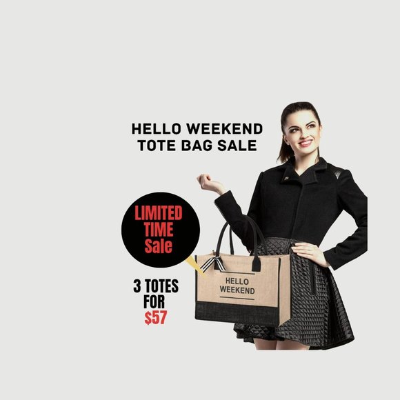 Burlap Weekender Tote Bags (3 Pack) - Picture 1 of 3